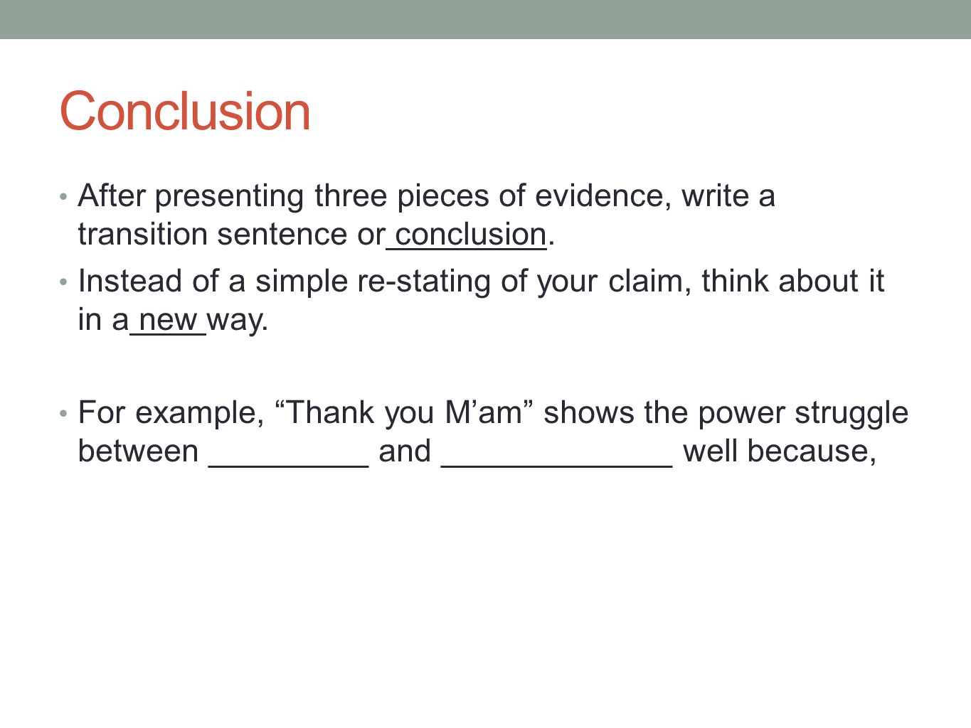 How to write a conclusion transition sentence
